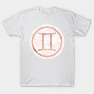 Rose Gold Marble Zodiac - Gemini T-Shirt